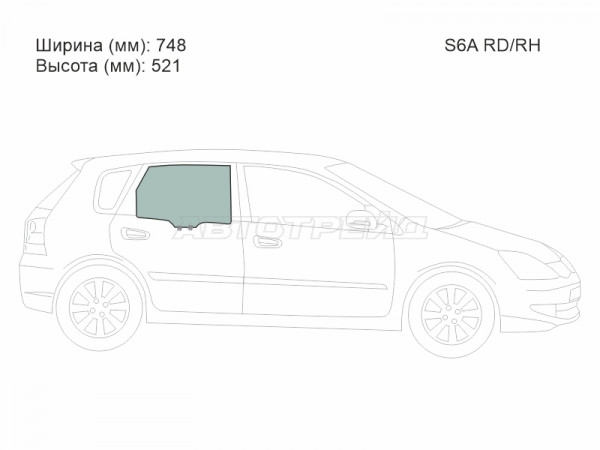 Стекло боковое опускное (Сзади / Справа / Цвет зеленый) Honda Civic 00-06