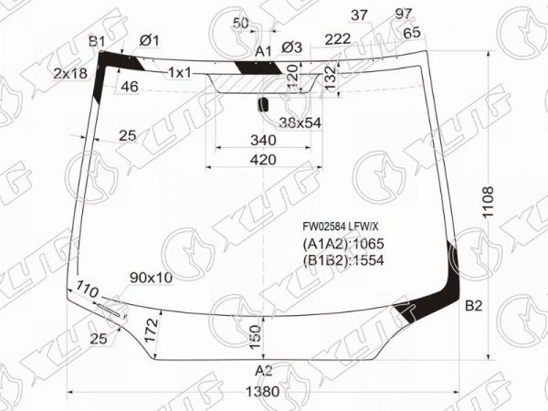 Стекло лобовое (4D SED) Honda Civic 05-12  / Civic USA 05-08
