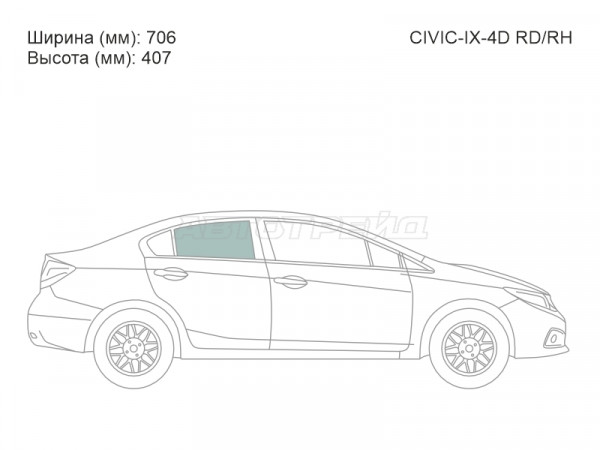 Стекло боковое опускное (Сзади / Справа / Цвет зеленый) Honda Civic 11-17