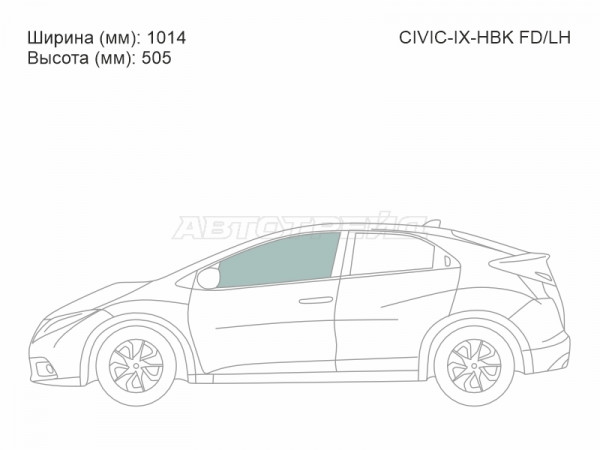 Стекло боковое опускное (Спереди / Слева / Цвет зеленый) Honda Civic 11-17