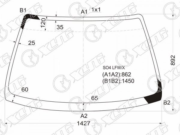 Стекло лобовое HONDA CIVIC 4D 95-00 / /DOMANI MB# 97-00 /ORTHIA /PARTNER 96-05