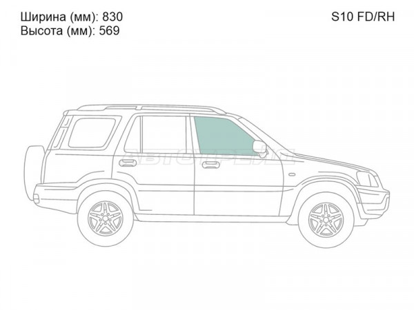 Стекло боковое опускное (Спереди / Справа / Цвет зеленый) Honda CR-V 95-01