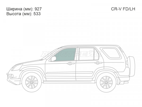 Стекло боковое опускное (Спереди / Слева / Цвет зеленый) Honda CR-V 01-06
