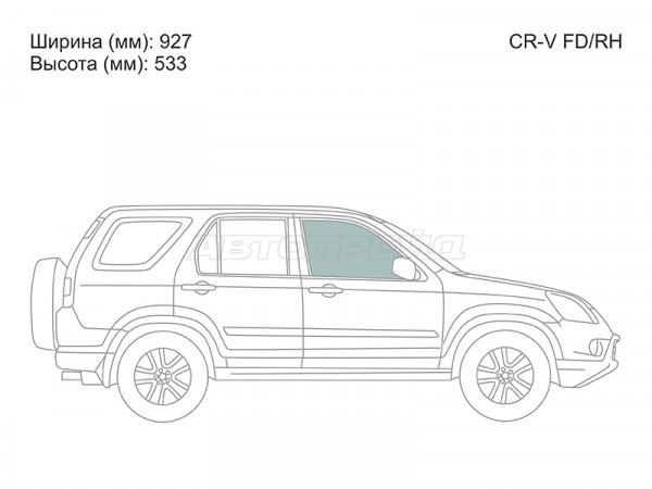 Стекло боковое опускное (Спереди / Справа / Цвет зеленый) Honda CR-V 01-06