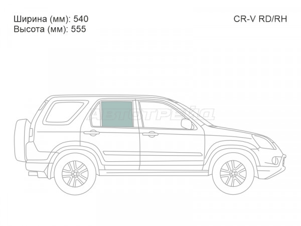 Стекло боковое опускное (Сзади / Справа / Цвет зеленый) Honda CR-V 01-06
