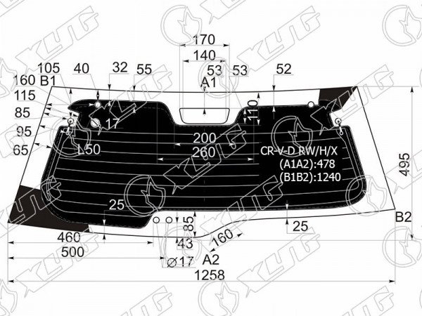 Стекло заднее затемненное с обогревом HONDA CR-V 01-06