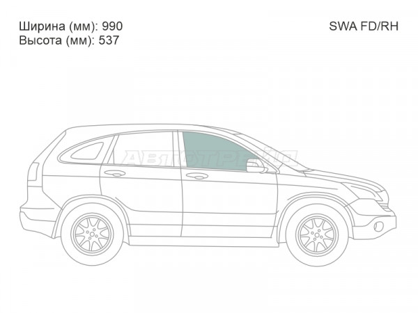 Стекло боковое опускное (Спереди / Справа / Цвет зеленый) Honda CR-V 06-12