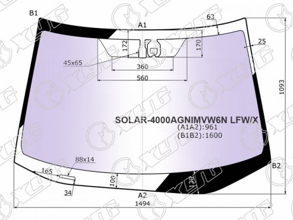 Стекло лобовое атермальное + дд (под зерк.с затемнением) HONDA CR-V 06-12 (Solar-X защита