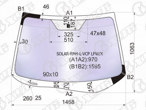 Стекло лобовое атермальное HONDA CR-V RM1 /RM4 12-17 (Solar-X защита от ультрафиолета)