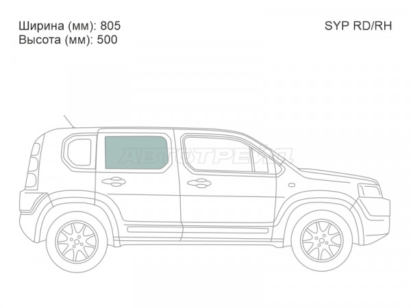 Стекло боковое опускное (Сзади / Справа / Цвет зеленый) Honda Crossroad 07-10
