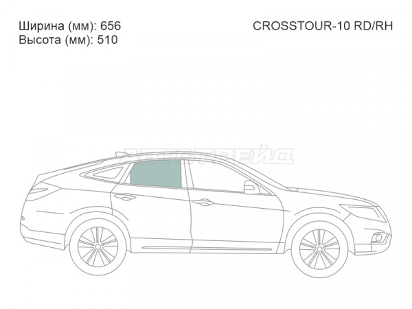 Стекло боковое опускное (Сзади / Справа / Цвет зеленый) Honda Crosstour 09-16