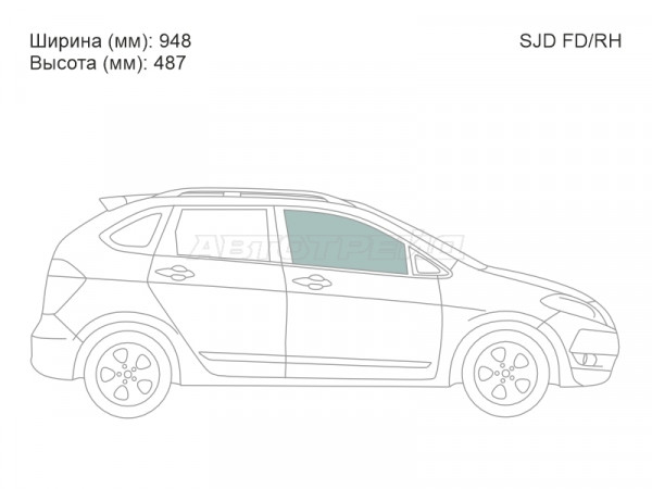 Стекло боковое опускное (Спереди / Справа / Цвет зеленый) Honda Edix 04-09  / FR-V 05-09