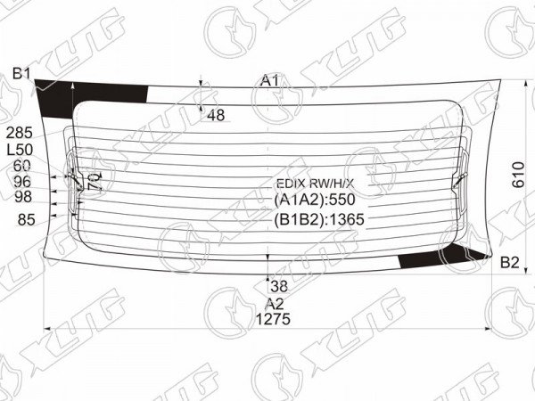 Стекло заднее с обогревом HONDA EDIX /FR-V 04-09