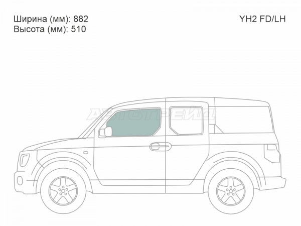 Стекло боковое опускное (Спереди / Слева / Цвет зеленый) Honda Element 02-11