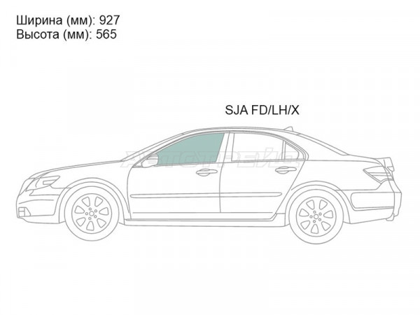 Стекло боковое опускное (Спереди / Слева / Цвет зеленый) Acura RL 04-10  / Honda Legend 04-12