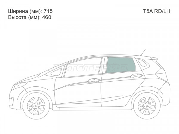 Стекло боковое опускное (Сзади / Слева / Цвет зеленый) Honda Fit 13-20