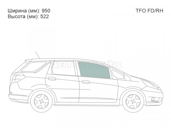Стекло боковое опускное (Спереди / Справа / Цвет зеленый) Honda Fit 07-13  / Fit Shuttle 11-15
