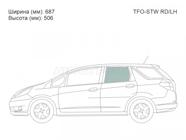 Стекло боковое опускное (Сзади / Слева / Цвет зеленый) Honda Fit 07-13  / Fit Shuttle 11-15
