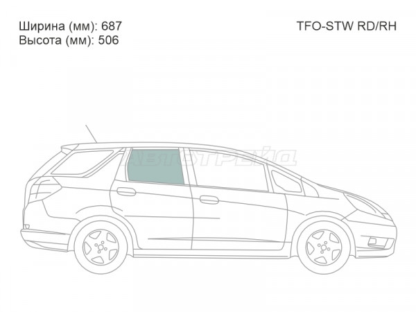 Стекло боковое опускное (Сзади / Справа / Цвет зеленый) Honda Fit 07-13  / Fit Shuttle 11-15