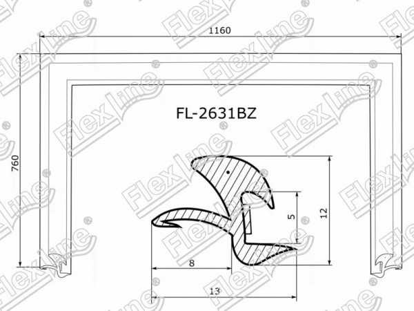 Молдинг лобового стекла (П-образный) Honda Fit 01-07  / Jazz 02-09