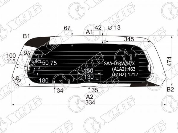 Стекло заднее (Затемненное / Обогрев) Honda Fit 01-07  / Jazz 02-09