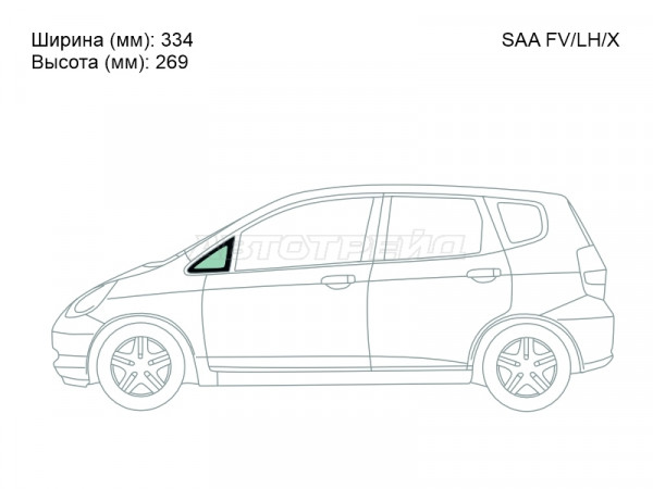 Стекло форточки (Спереди / Слева / Цвет зеленый) Honda Fit 01-07  / Jazz 02-09