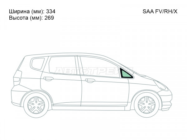 Стекло форточки (Спереди / Справа / Цвет зеленый) Honda Fit 01-07  / Jazz 02-09
