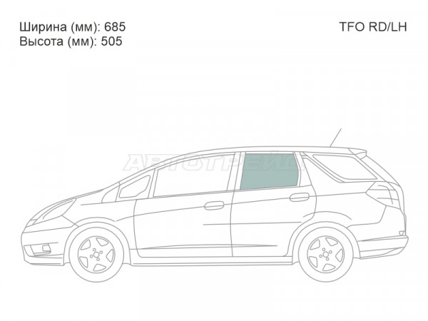 Стекло боковое опускное (Сзади / Слева / Цвет зеленый) Honda Fit 07-13  / Fit Shuttle 11-15