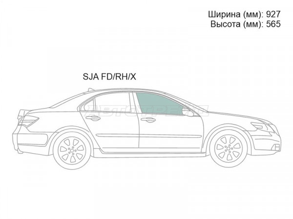 Стекло боковое опускное (Спереди / Справа / Цвет зеленый) Acura RL 04-10  / Honda Legend 04-12