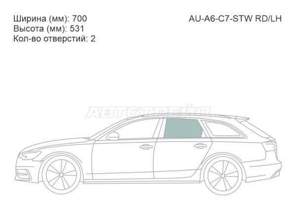 Стекло боковое опускное (Сзади / Слева / Цвет зеленый) Audi A6 allroad quattro 12-19  / S6 12-18