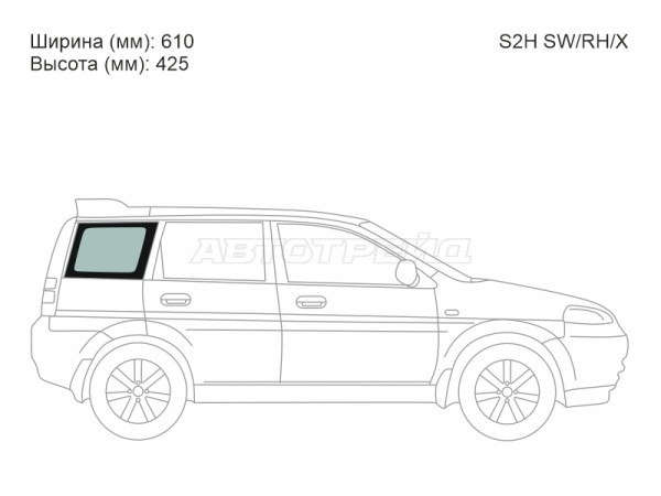 Стекло кузова боковое (не опускное) (Справа / Цвет зеленый) Honda HR-V 98-07