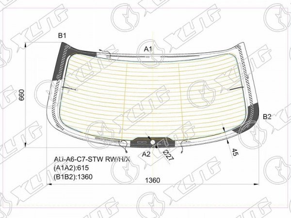 Стекло заднее с обогревом AUDI A6 (C7) 5D 11-