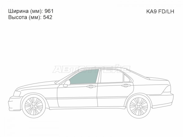 Стекло боковое опускное (Спереди / Слева / Цвет зеленый) Honda Legend 96-04