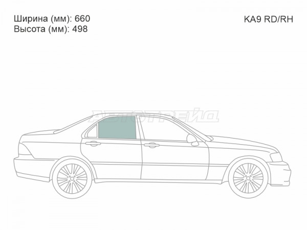 Стекло боковое опускное (Сзади / Справа / Цвет зеленый) Honda Legend 96-04