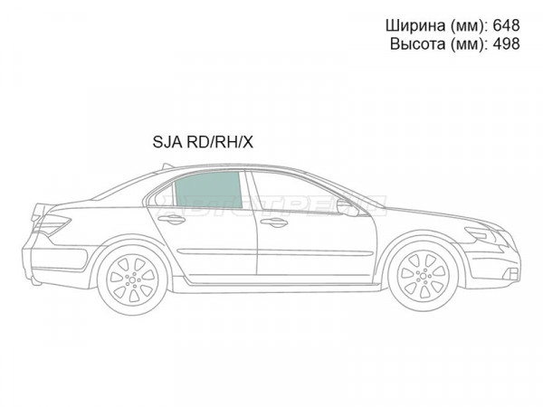 Стекло боковое опускное (Сзади / Слева / Цвет зеленый) Acura RL 04-10  / Honda Legend 04-12