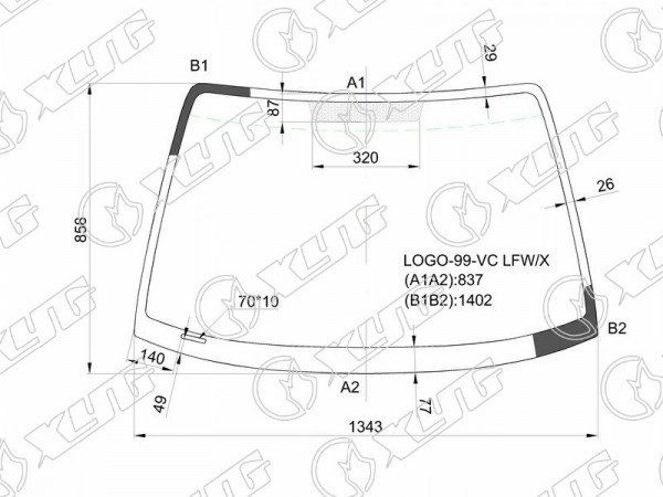 Стекло лобовое HONDA LOGO 3 /5D HBK 99-01