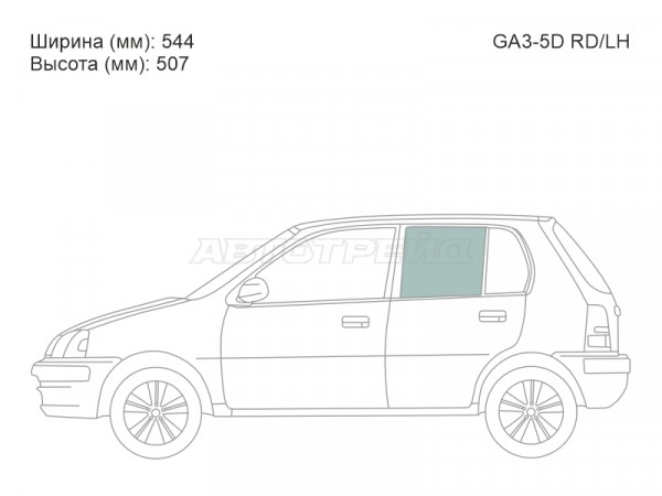 Стекло боковое опускное (Сзади / Слева / Цвет зеленый) Honda Logo 96-01