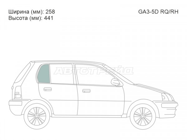 Стекло форточки (Сзади / Справа / Цвет зеленый) Honda Logo 96-01