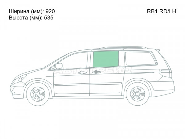 Стекло боковое опускное (Сзади / Слева / Цвет зеленый) Honda Odyssey 03-07