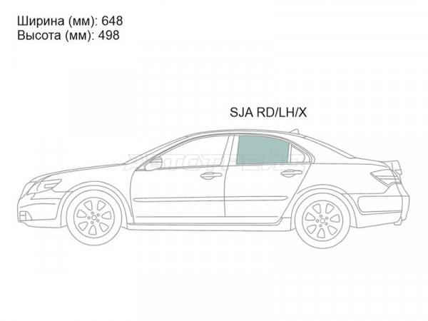 Стекло боковое опускное (Сзади / Справа / Цвет зеленый) Acura RL 04-10  / Honda Legend 04-12