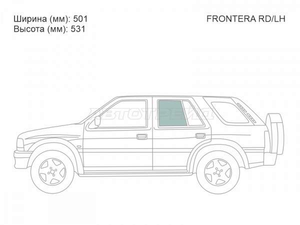Стекло боковое опускное (Сзади / Слева / Цвет зеленый) Honda Passport 93-97  / Isuzu MU 89-98