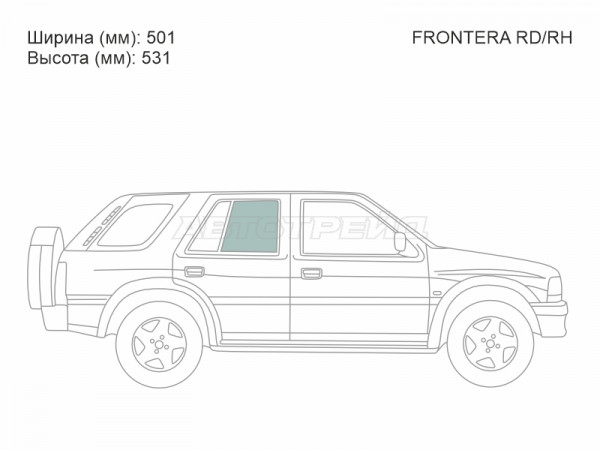 Стекло боковое опускное (Сзади / Справа / Цвет зеленый) Honda Passport 93-97  / Isuzu MU 89-98
