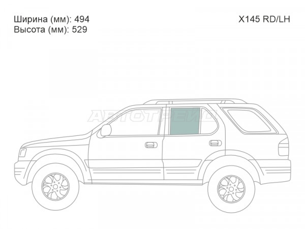 Стекло боковое опускное (Сзади / Слева / Цвет зеленый) Honda Passport 98-02  / Isuzu MU 98-04