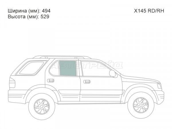 Стекло боковое опускное (Сзади / Справа / Цвет зеленый) Honda Passport 98-02  / Isuzu MU 98-04