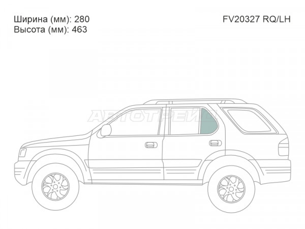 Стекло форточки (Сзади / Слева / Цвет зеленый) Honda Passport 98-02  / Isuzu MU 98-04