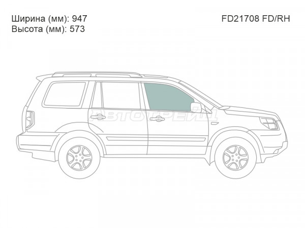 Стекло боковое опускное (Спереди / Справа / Цвет зеленый) Honda Pilot 02-08