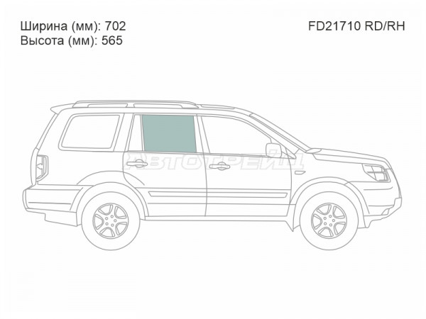 Стекло боковое опускное (Сзади / Справа / Цвет зеленый) Honda Pilot 02-08
