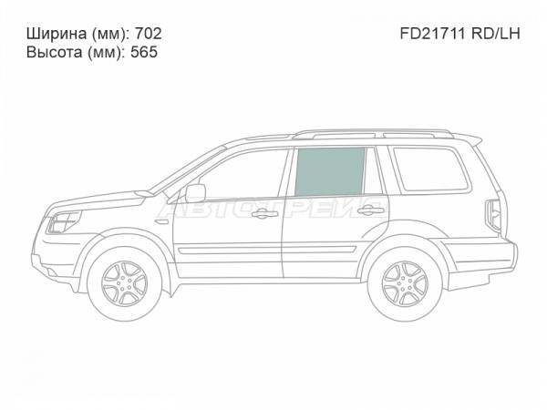 Стекло боковое опускное (Сзади / Слева / Цвет зеленый) Honda Pilot 02-08