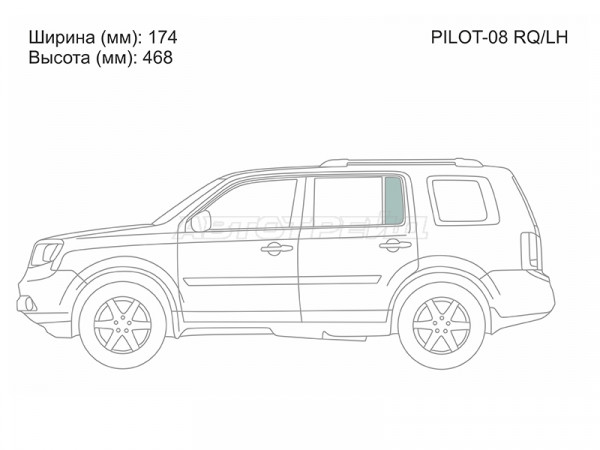Стекло форточки (Сзади / Слева / Цвет зеленый) Honda Pilot 08-15