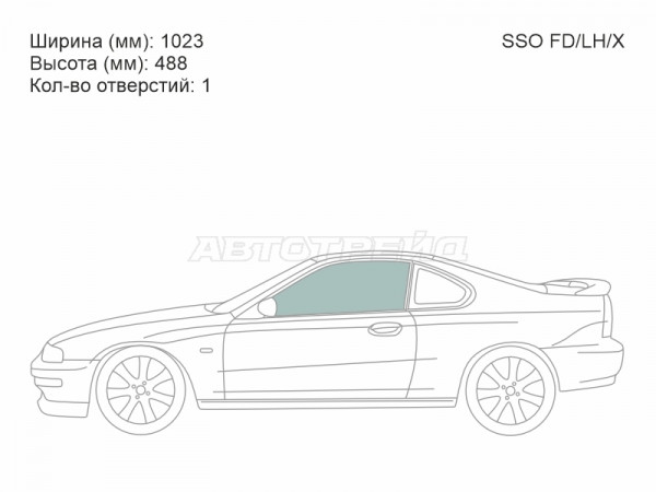 Стекло боковое опускное (Спереди / Слева / Цвет зеленый) Honda Prelude 91-96